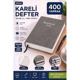 Artlantis Ciltli Kareli Defter 400 Yaprak 20X28CM 1 Adet Çok Yapraklı Sert Kapaklı Not Hesap Defteri Okul Ofis Büro - Gri