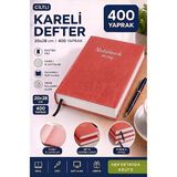 Artlantis Ciltli Kareli Defter 400 Yaprak 20X28CM 1 Adet Çok Yapraklı Sert Kapaklı Not Hesap Defteri Okul Ofis Büro - Kırmızı