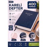 Artlantis Ciltli Kareli Defter 400 Yaprak 20X28CM 1 Adet Çok Yapraklı Sert Kapaklı Not Hesap Defteri Okul Ofis Büro - Lacivert