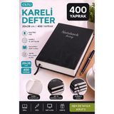 Artlantis Ciltli Kareli Defter 400 Yaprak 20X28CM 1 Adet Çok Yapraklı Sert Kapaklı Not Hesap Defteri Okul Ofis Büro - Siyah
