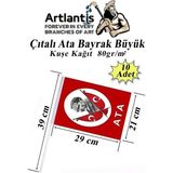 Artlantis Çıtalı Ata Bayrak Kağıt 21X29 cm 10 Adet Atalı Bayrak Çıtalı Sopalı Büyük Bayrak Plastik Çubuklu Bayrak - Kırmızı - Beyaz - 20x12 cm