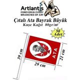Artlantis Çıtalı Ata Bayrak Kağıt 21X29 cm 50 Adet Atalı Bayrak Çıtalı Sopalı Büyük Bayrak Plastik Çubuklu Bayrak - Kırmızı - Beyaz - 20x12 cm