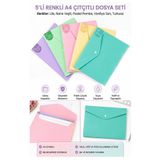 Artlantis Çıtçıtlı Dosya 5 Renk Pastel A4 1 Paket Dosy Plastik Renkli Zarf Dosya Çıt Çıtlı Dosya Ödev Evrak Be