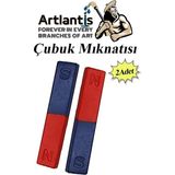 Artlantis Çubuk Mıknatıs Deney Malzemesi 2 Adet Okul Projeleri Için I Şekilli Çubuk Mıknatıs Kırmızı Mavi Boyalı - 3x50x15 - Kırmızı - Mavi - Standart