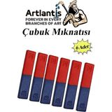 Artlantis Çubuk Mıknatıs Deney Malzemesi 6 Adet Okul Projeleri Için I Şekilli Çubuk Mıknatıs Kırmızı Mavi Boyalı - 3x50x15 - Kırmızı - Mavi - Standart