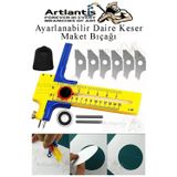 Artlantis Daire Keser Maket Bıçağı Ayarlanabilir 11 Parça 1 Paket Yüksek Kaliteli PVC Hassas Daire Kesici Kesme Pusula 15cm