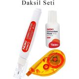 Artlantis Daksil Seti 3 Lü 1 Paket Noki Şerit Kalem ve Sıvı Fırçalı Silici Düzeltici Örtücü Ofis Büro Okul - Beyaz - Standart
