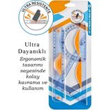 Artlantis Dayanıklı Cetvel Takımı 30 cm 1 Paket Plastik Cetvel Gönye Iletki Şeffaf Geometri Takımı Çizim Seti 3 Parça Okul - Standart