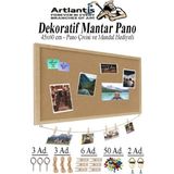 Artlantis Dekoratif Mantar Pano Ahşap Çerçeve 45X60 cm 1 Adet Harita Çivisi Hediyeli Duvara Monte Mantar Çerçeve Evde Okulda Büro - Naturel - Standart