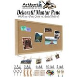Artlantis Dekoratif Mantar Pano Ahşap Çerçeve 60X90 cm 1 Adet Harita Çivisi Hediyeli Duvara Monte Mantar Çerçeve Evde Okulda Büro - Naturel - Standart