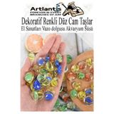 Artlantis Dekoratif Renkli Düz Cam Taşlar 40 lı 1 Paket El Sanatları Vazo Doldusu Akvaryum Süsü Değerli Cam Ta