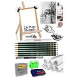 Artlantis Dereceli Kurşun Kalem Seti 25x35 Duralit Masaüstü Drawing Şövale Set Resim Kağıdı Kalem Uzatma Gölgelendirme Dağıtıcı Çok Renkli