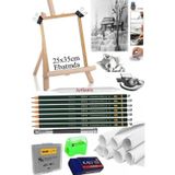 Artlantis Dereceli Kurşun Kalem Seti 25x35 Duralit Masaüstü Drawing Şövale Set Resim Kağıdı Kalem Uzatma Gölgelendirme Dağıtıcı