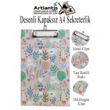 Artlantis Desenli Sekreterlik Kapaksız A4 1 Adet Renkli Desenli A4 Kapaksız Sekreterlik Klipsli Metal Mekanizmalı 80 Yaprak Kapasiteli