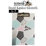 Artlantis Desenli Sekreterlik Kapaksız A5 1 Adet Renkli Desenli A5 Sekreterlik Klipsli Metal Mekanizmalı 80 Yaprak Kapasiteli