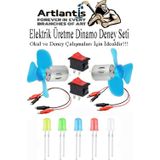 Artlantis Dinamo Deney Seti 1 Paket Rüzgar Enerjisinden Elektrik Üretme Deney Seti Dinamo Krokodil Kablo Açma Kapama Anahtarı Mant
