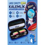 Artlantis Dinazor Kabartmalı Bölmeli Kalemlik 1 Adet P-5953 Erkek Çocuk Okul Kalem Kutusu 3 Boyutlu Sevimli Karikatür Hediyelik - Sarı