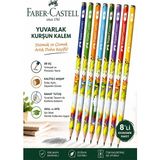 Artlantis Dinazor Kurşun Kalem 8 Adet Faber Castell Yuvarlak Gövdeli Siyah Kurşun Kalem Yumuşak Yazım Kolay Tutuş Kaliteli - Çok Renkli - Standart