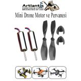 Artlantis Drone Motoru VE Pervanesi 2 Adet Dc Mini Dron Motor Yüksek Hızlı Çekirdeksiz Pervane Kanatı Deney Ok