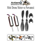 Artlantis Drone Motoru ve Pervanesi 2 Adet Dc Mini Dron Motor Yüksek Hızlı Çekirdeksiz Pervane Kanatı Deney Okul Helikopter Uçak - Siyah - Standart