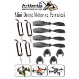 Artlantis Drone Motoru VE Pervanesi 4 Adet Dc Mini Dron Motor Yüksek Hızlı Çekirdeksiz Pervane Kanatı Deney Ok