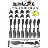 Artlantis Drone Pervanesi 75 mm 8 Adet Yedek Dron Pervane Kanatı Deney Okul Hobi Siyah Plastik Pervane Uçak Helikopter Oyuncak - Standart