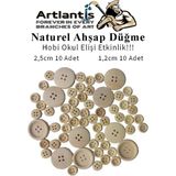 Artlantis Düğme Naturel Ahşap 60 Adet 1 Paket Okul Kreş Sanat Etkinlik Anasınıfı 1,2cm 50 Adet 2,5cm 10 Adet - Standart