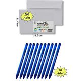 Artlantis Düğün Para Takı Zarfı Ağzı Yapışkanlı 200 Adet ve 20 Adet Tükenmez Kalem Artlantis Takı Zarfı Beyaz Yapışkanlı - Standart - 114x162mm