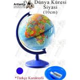 Artlantis Dünya Küresi 10cm Siyasi 1 Adet Masaüstü Siyasi Dünya Küresi Coğrafya Sınıf Eğitim Kalemtıraşlı Dünya