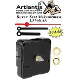 Artlantis Duvar Saat Mekanizması 10 Adet 10 mm Şaft Sessiz Saat Motoru Akrep Yelkovan Okul Deney Saat Yapım