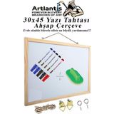 Artlantis Duvara Monte Beyaz Yazı Tahtası 30X45 cm 1 Adet Yazı Tahta Kalemi ve Silgisi Laminant Yazı Tahtası Ahşap Çerçeveli Askılı Okul Ofis Büro - Naturel - Standart