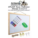 Artlantis Duvara Monte Beyaz Yazı Tahtası 45x60 cm 1 Adet Yazı Tahta Kalemi ve Silgisi Laminant Yazı Tahtası A