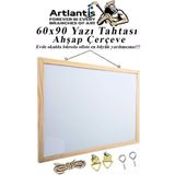 Artlantis Duvara Monte Beyaz Yazı Tahtası 60X90 cm 1 Adet Laminant Yazı Tahtası Ahşap Çerçeveli Askılı Okul Ofis Büro - Naturel - Standart