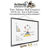 Artlantis Duvara Monte Beyaz Yazı Tahtası 60x90 cm MDF 1 Adet Laminant Yazı Tahtası Mdf Çerçeveli Askılı Okul