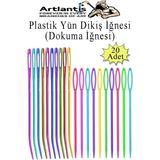 Artlantis Düz ve Kıvrımlı Plastik Yün Iğnesi 20 Adet 1 Paket Plastik Dikiş Dokuma Iğnesi Kavisli Iplik Iğne Goblen - Çok Renkli - Standart - 12 cm