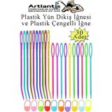 Artlantis Düz ve Kıvrımlı Plastik Yün Iğnesi ve Çengelli Iğne 30 Adet 1 Paket Plastik Dikiş Dokuma Iğne Kavisli Iplik Iğne Goblen - Çok Renkli - Standart - 12 cm