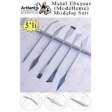 Artlantis Ebeşuar Seti Metal 5 Li 18 Cm 1 Paket Çelik Modelaj Modelleme Aletleri Seramik Kil Ve Heykel Modelaj Kalemi Dip Alma Gri