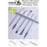 Artlantis Ebeşuar Seti Metal 5'li 18 cm 1 Paket Çelik Modelaj Modelleme Aletleri Seramik Kil ve Heykel Gümüş Modelaj Kalemi Dip Alma