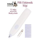Artlantis Elektronik Silgi Pilli 1 Paket Otomatik Elektrikli Taşınabilir Kalem Silgi Kara Kalem Eskiz Çizim Gr