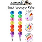 Artlantis Emoji Yumurtlayan Kurşun Kalem 2 Adet Eğlenceli Hediyelik Kurşun Kalem Gülen Yüzlü Kurşun Kalem Karne Hediyesi - Beyaz - 2.4mm - Standart