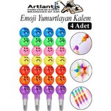 Artlantis Emoji Yumurtlayan Kurşun Kalem 4 Adet Eğlenceli Hediyelik Kurşun Kalem Gülen Yüzlü Kurşun Kalem Karne Hediyesi - Beyaz - 2.4mm - Standart