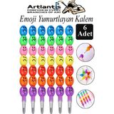 Artlantis Emoji Yumurtlayan Kurşun Kalem 6 Adet Eğlenceli Hediyelik Kurşun Kalem Gülen Yüzlü Kurşun Kalem Karne Hediyesi - Beyaz - 2.4mm - Standart