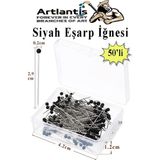 Artlantis Eşarp Iğnesi Siyah 50 Li 1 Paket Türban Iğnesi Başörtüsü Toplu Iğne Şal Düğün Nikah Nişan Kına Sünnet Takı Iğnesi - Standart - 29mm
