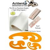 Artlantis Eşel Takımı 3 Lü Büyük Pistole Takımı ve 20 Adet Yağlı Kağıt Milaj Seti 1 Paket Eşel Cetveli Parşömen Kağıdı Moda Tasarı - Renkli - Standart - 50 cm