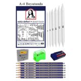 Artlantis Eskiz Defteri A4 50 Yaprak Karakalem Çizim Seti Gölgelendirme Kalemi Hamur Silgi Faber Castell Dereceli Kalem Hobi Tasar