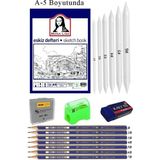 Artlantis Eskiz Defteri A5 50 Yaprak Karakalem Çizim Seti Gölgelendirme Kalemi Hamur Silgi Faber Castell Dereceli Kalem Hobi Tasarım Seti - Beyaz - Standart