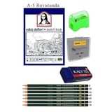 Artlantis Eskiz Defteri A5 50 Yaprak Karakalem Çizim Seti Hamur Silgi Fatih Dereceli Kalem Hobi Tasarım Seti