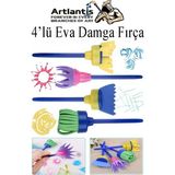 Artlantis Eva Damga Fırçası 4 Lü 1 Paket Plastik Doku Tarağı Fırçası Okul Öncesi Boya Sünger Fırça Seti Çocuklar Için Plastik Sap - Standart - Çok Renkli