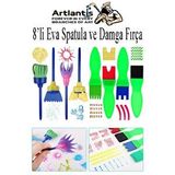 Artlantis Eva Spatula Ve Damga Fırçası 8 Li 1 Paket Plastik Doku Tarağı Fırçası Okul Öncesi Boya Sünger Fırça Seti Çocuklar İçin Çok Renkli