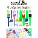 Artlantis Eva Spatula ve Damga Fırçası 8 Li 1 Paket Plastik Doku Tarağı Fırçası Okul Öncesi Boya Sünger Fırça Seti Çocuklar Için - Standart - Çok Renkli